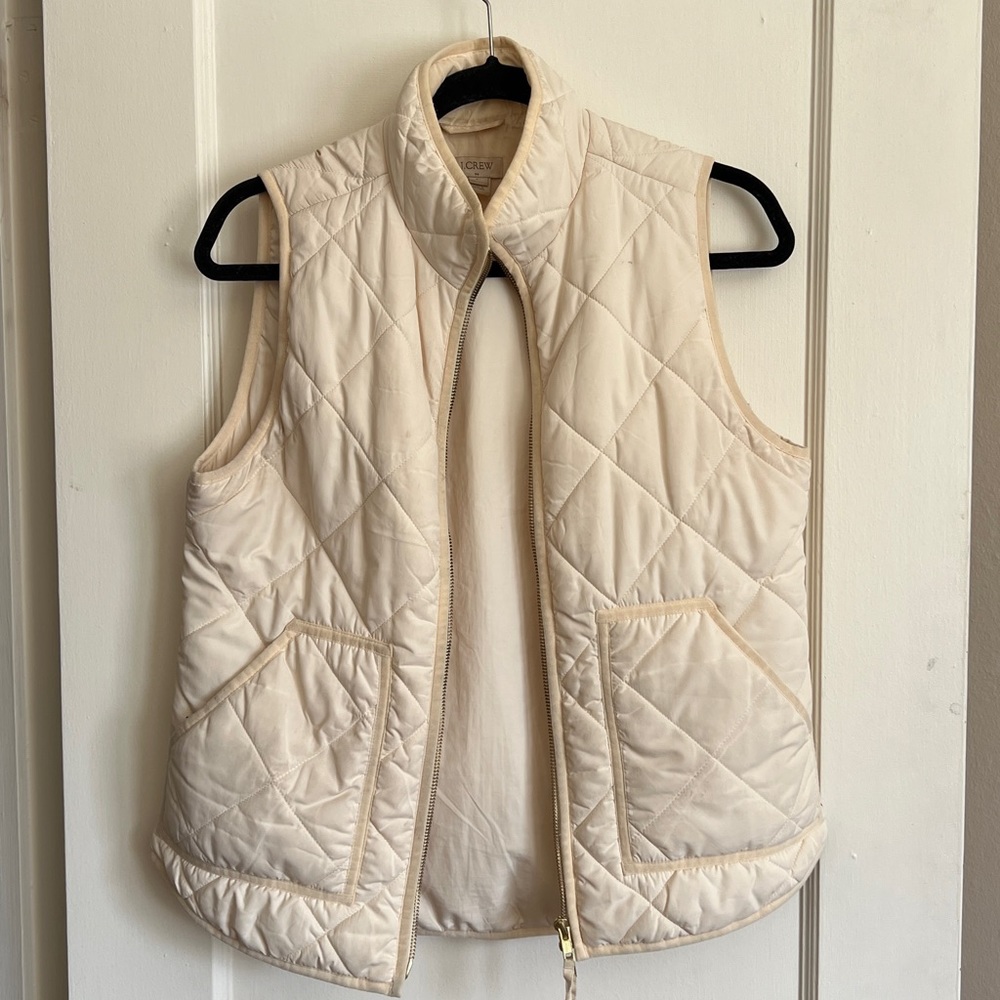 J Crew Cream Quilted Puffer Vest